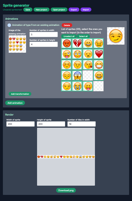 A picture illustrating the project : Spritesheet Generator